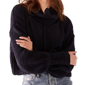 Free People Be Yours Cowl Neck Sweater Size S Black NWOT